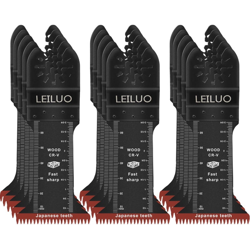 LEILUO 70mm Japanese Teeth Oscillating Saw Blade 15Pcs Extra-Long Multitool Blades Set CRV Material Fast & Clean Wood Cutting Oscillating Tool Accessories Compatible with DeWalt, Makita and More - Image 1